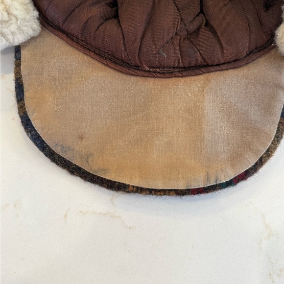 Vintage Mad Bomber Wool Plaid Sheep Crown Lining Leather Ties / large - Picture 3 of 11